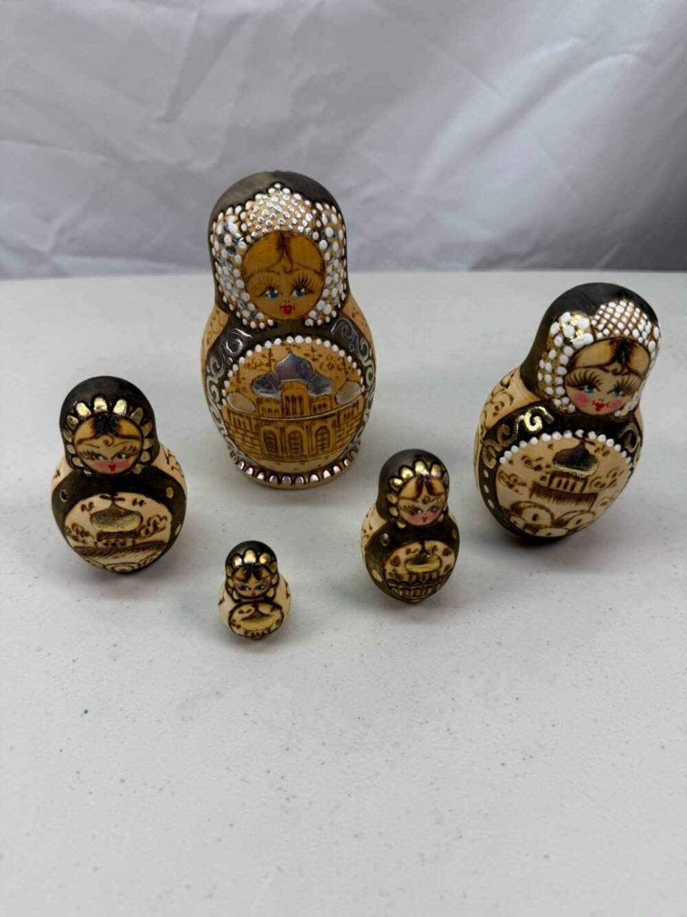 Vintage Russian Matryoshka Nesting Dolls – Signed A. Gorukh – 5 Piece Set